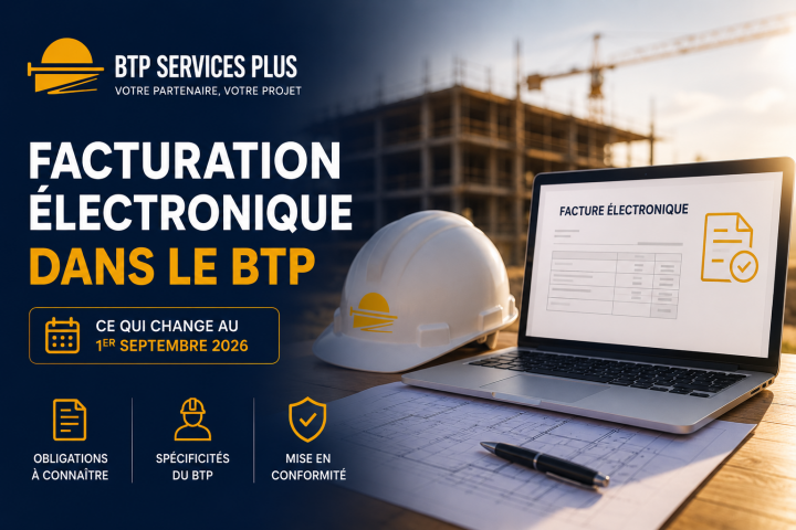 Artisan du bâtiment préparant une facture électronique de chantier